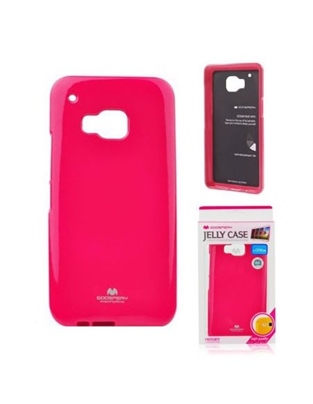 CUSTODIA per HTC ONE M9, ONE M9 PRIME CAMERA IN GEL TPU SILICONE COLORE FUCSIA LUCIDO CON GLITTER ALTA QUALITA' MERCURY