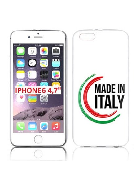CUSTODIA GEL TPU SILICONE per APPLE IPHONE 6, IPHONE 6S 4.7' POLLICI CON BANDIERA ITALIANA E SCRITTA 'MADE IN ITALY' SU SFONDO B