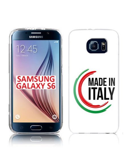 CUSTODIA GEL TPU SILICONE per SAMSUNG SM-G920 GALAXY S6 CON BANDIERA ITALIANA E SCRITTA 'MADE IN ITALY'