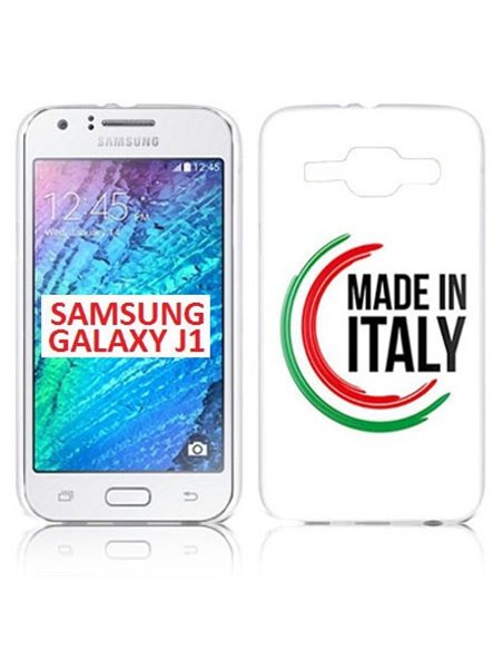 CUSTODIA GEL TPU SILICONE per SAMSUNG SM-J100H GALAXY J1 CON BANDIERA ITALIANA E SCRITTA 'MADE IN ITALY'