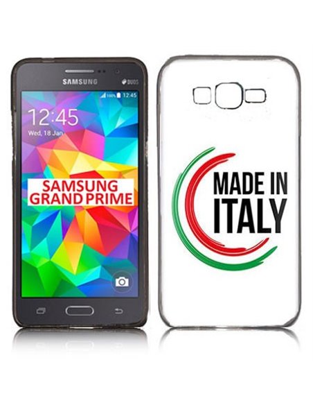 CUSTODIA GEL TPU SILICONE per SAMSUNG G530H GRAND PRIME CON BANDIERA ITALIANA E SCRITTA 'MADE IN ITALY'