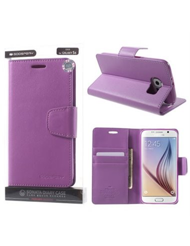 CUSTODIA FLIP ORIZZONTALE PELLE per SAMSUNG SM-G920 GALAXY S6 CON INTERNO IN TPU E STAND COLORE VIOLA SONATA MERCURY BLISTER