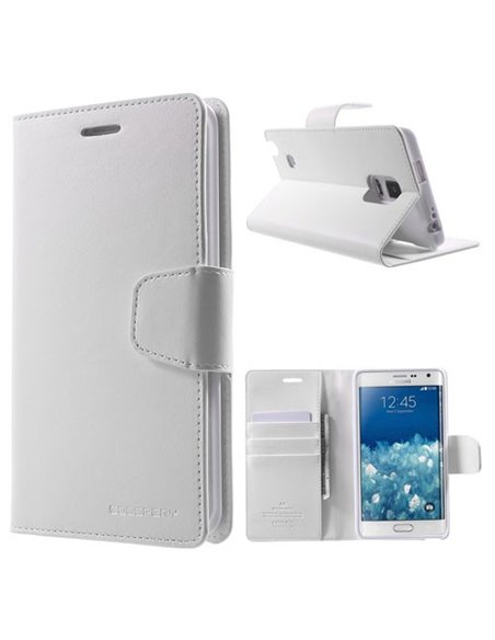 CUSTODIA FLIP ORIZZONTALE PELLE per SAMSUNG N915 GALAXY NOTE EDGE CON INTERNO IN TPU E STAND BIANCO SONATA MERCURY BLISTER