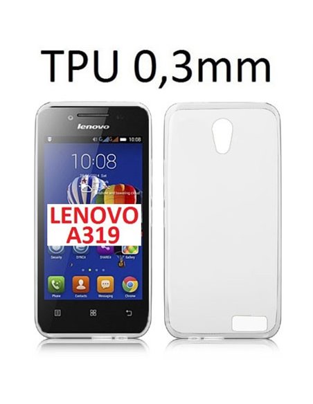 CUSTODIA GEL TPU SILICONE ULTRA SLIM 0,3mm per LENOVO A319 ROCSTAR COLORE BIANCO TRASPARENTE