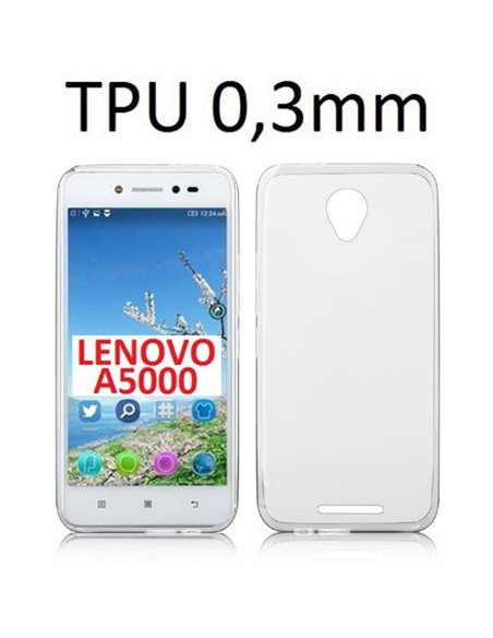 CUSTODIA per LENOVO A5000 (5.0') IN GEL TPU SILICONE TRASPARENTE ULTRA SLIM 0,3mm