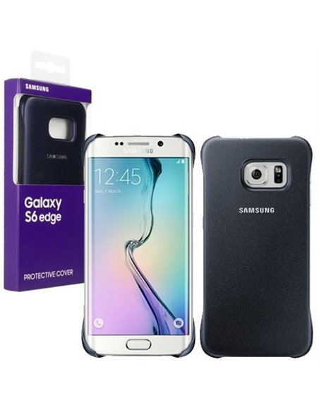CUSTODIA BACK RIGIDA IN SIMILPELLE ORIGINALE SAMSUNG per SM-G925 GALAXY S6 EDGE COLORE NERO EF-YG925BBEGWW BLISTER
