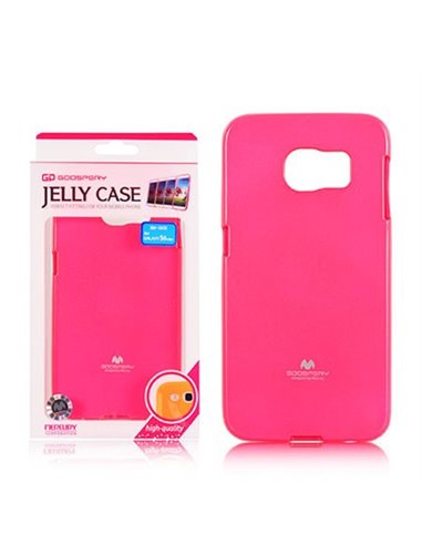 CUSTODIA GEL TPU SILICONE per SAMSUNG SM-G925 GALAXY S6 EDGE COLORE ROSA FLUORESCENTE ALTA QUALITA' MERCURY BLISTER