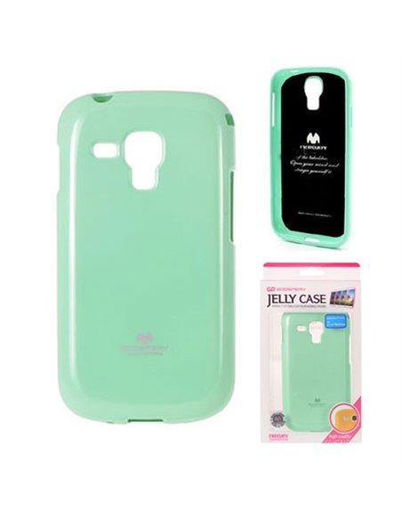 CUSTODIA GEL TPU SILICONE per SAMSUNG S7562 GALAXY S DUOS, S7560, S7580 VERDE ACQUA LUCIDO CON GLITTER ALTA QUALITA' MERCURY