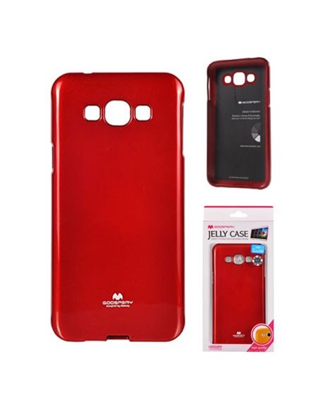 CUSTODIA GEL TPU SILICONE per SAMSUNG SM-A800F GALAXY A8 COLORE ROSSO LUCIDO CON GLITTER ALTA QUALITA' MERCURY BLISTER