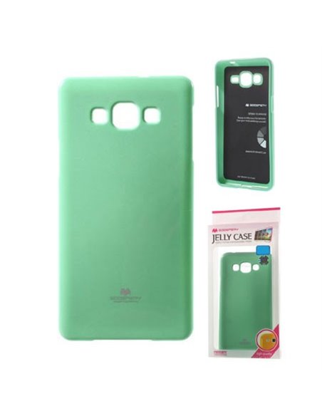 CUSTODIA GEL TPU SILICONE per SAMSUNG SM-A800F GALAXY A8 VERDE ACQUA LUCIDO CON GLITTER ALTA QUALITA' MERCURY BLISTER