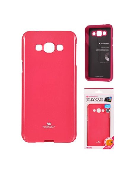 CUSTODIA GEL TPU SILICONE per SAMSUNG SM-A800F GALAXY A8 COLORE FUCSIA LUCIDO CON GLITTER ALTA QUALITA' MERCURY BLISTER