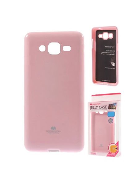 CUSTODIA GEL TPU SILICONE per SAMSUNG SM-J500F GALAXY J5 COLORE ROSA LUCIDO CON GLITTER ALTA QUALITA' MERCURY BLISTER