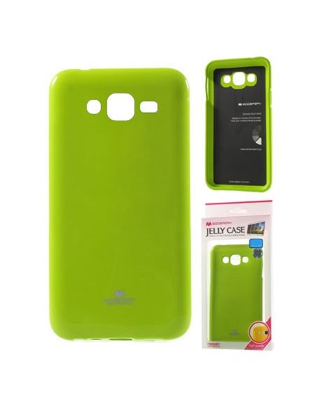 CUSTODIA GEL TPU SILICONE per SAMSUNG SM-J500F GALAXY J5 COLORE VERDE LUCIDO CON GLITTER ALTA QUALITA' MERCURY BLISTER