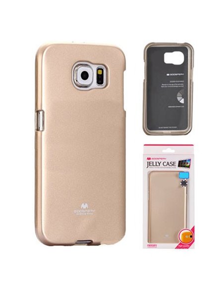 CUSTODIA GEL TPU SILICONE per SAMSUNG SM-G920 GALAXY S6 COLORE ORO LUCIDO CON GLITTER ALTA QUALITA' MERCURY BLISTER