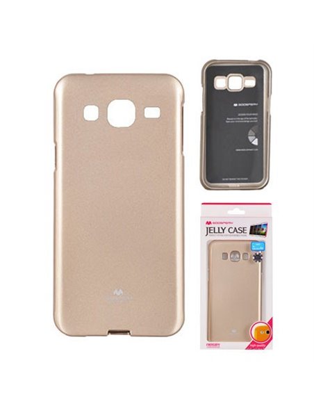 CUSTODIA GEL TPU SILICONE per SAMSUNG G530H GALAXY GRAND PRIME COLORE ORO LUCIDO CON GLITTER ALTA QUALITA' MERCURY BLISTER