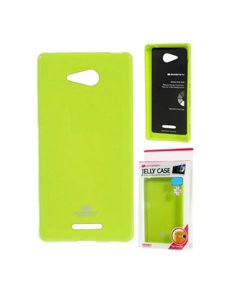 CUSTODIA GEL TPU SILICONE per SONY XPERIA E4G, SONY XPERIA E4G DUAL COLORE VERDE LUCIDO CON GLITTER ALTA QUALITA' MERCURY