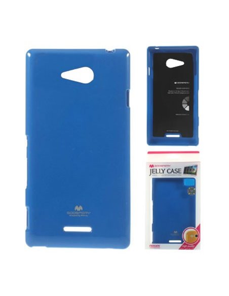 CUSTODIA GEL TPU SILICONE per SONY XPERIA E4G, SONY XPERIA E4G DUAL COLORE BLU LUCIDO CON GLITTER ALTA QUALITA' MERCURY
