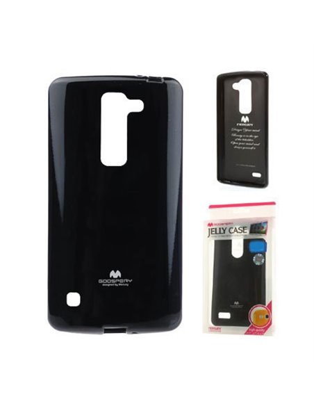 CUSTODIA GEL TPU SILICONE per LG SPIRIT 4G LTE H440N, H420 COLORE NERO LUCIDO CON GLITTER ALTA QUALITA' MERCURY BLISTER