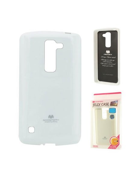 CUSTODIA GEL TPU SILICONE per LG SPIRIT 4G LTE H440N, H420 COLORE BIANCO LUCIDO CON GLITTER ALTA QUALITA' MERCURY BLISTER