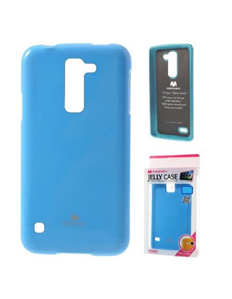 CUSTODIA GEL TPU SILICONE per LG SPIRIT 4G LTE H440N, H420 COLORE AZZURRO LUCIDO CON GLITTER ALTA QUALITA' MERCURY BLISTER