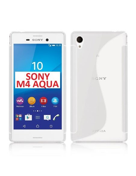 CUSTODIA GEL TPU SILICONE DOUBLE per SONY XPERIA M4 AQUA, M4 AQUA DUAL COLORE BIANCO TRASPARENTE