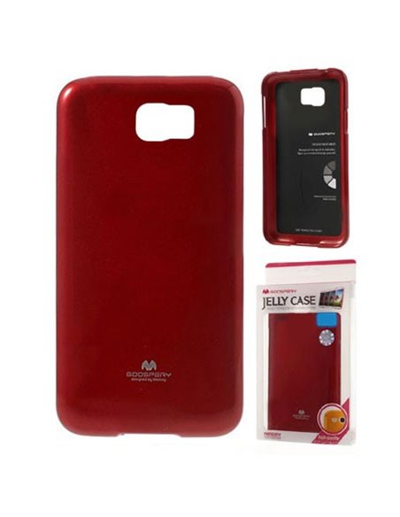 CUSTODIA GEL TPU SILICONE per SAMSUNG N920 GALAXY NOTE 5 COLORE ROSSO LUCIDO CON GLITTER ALTA QUALITA' MERCURY BLISTER