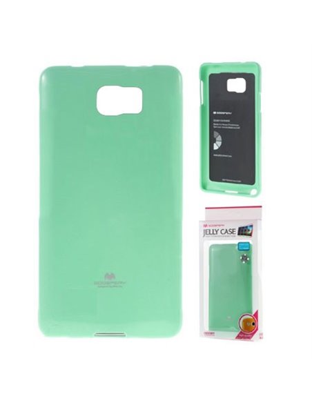 CUSTODIA GEL TPU SILICONE per SAMSUNG N920 GALAXY NOTE 5 VERDE ACQUA LUCIDO CON GLITTER ALTA QUALITA' MERCURY BLISTER