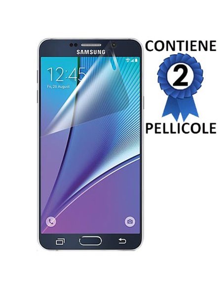 PELLICOLA PROTEGGI DISPLAY per SAMSUNG N920 GALAXY NOTE 5 CONFEZIONE 2 PEZZI