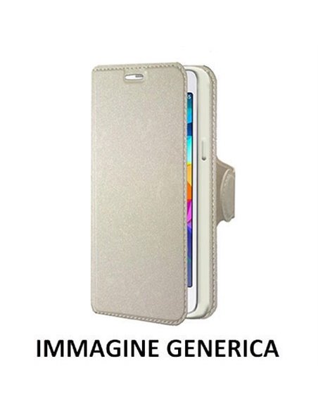 CUSTODIA FLIP ORIZZONTALE SIMILPELLE per SAMSUNG SM-A800F GALAXY A8 CON INTERNO IN TPU, STAND E PORTA CARTE COLORE BIANCO