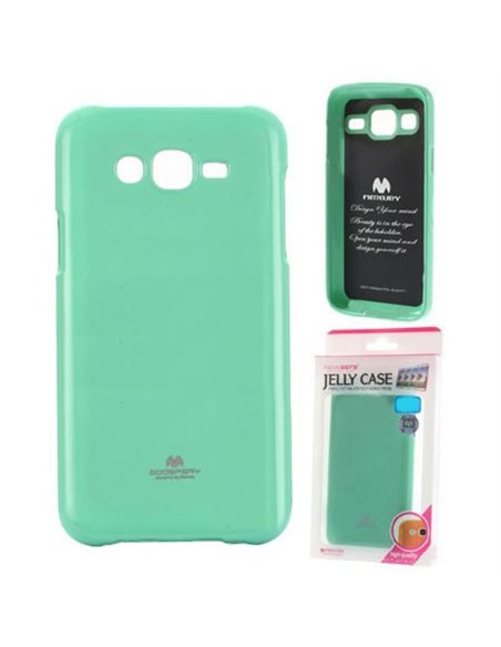 CUSTODIA GEL TPU SILICONE per SAMSUNG SM-J700F GALAXY J7 COLORE VERDE ACQUA LUCIDO CON GLITTER ALTA QUALITA' MERCURY