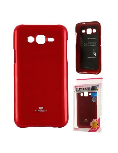 CUSTODIA GEL TPU SILICONE per SAMSUNG SM-J700F GALAXY J7 COLORE ROSSO LUCIDO CON GLITTER ALTA QUALITA' MERCURY BLISTER