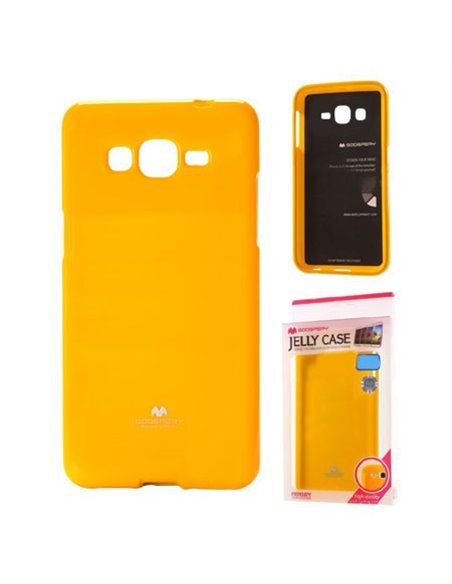 CUSTODIA GEL TPU SILICONE per SAMSUNG G530H GALAXY GRAND PRIME COLORE GIALLO LUCIDO CON GLITTER ALTA QUALITA' MERCURY BLISTER