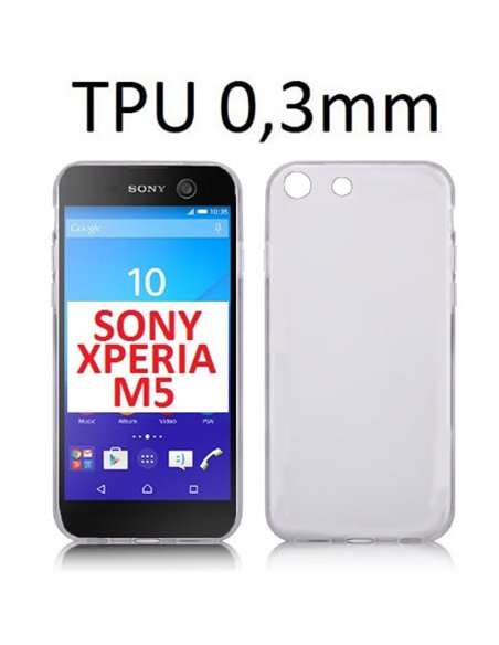 CUSTODIA GEL TPU SILICONE ULTRA SLIM 0,3mm per SONY XPERIA M5, XPERIA M5 DUAL COLORE BIANCO TRASPARENTE