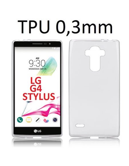 CUSTODIA GEL TPU SILICONE ULTRA SLIM 0,3mm per LG G4 STYLUS H635, G4 STYLUS DUAL H630D, G STYLO COLORE BIANCO TRASPARENTE