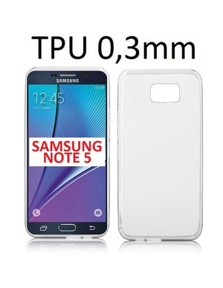 CUSTODIA GEL TPU SILICONE ULTRA SLIM 0,3mm per SAMSUNG N920 GALAXY NOTE 5 COLORE BIANCO TRASPARENTE