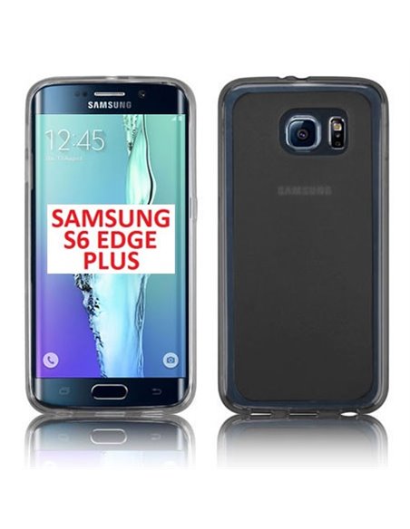 CUSTODIA GEL TPU SILICONE per SAMSUNG SM-G928 GALAXY S6 EDGE PLUS COLORE NERO-TRASPARENTE