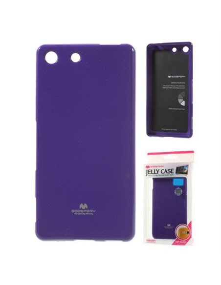 CUSTODIA GEL TPU SILICONE per SONY XPERIA M5, XPERIA M5 DUAL COLORE VIOLA LUCIDO CON GLITTER ALTA QUALITA' MERCURY BLISTER