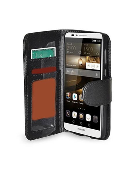 CUSTODIA FLIP ORIZZONTALE SIMILPELLE per HUAWEI ASCEND MATE 7 CON TASCHE PORTA CARTE E CHIUSURA MAGNETICA COLORE NERO