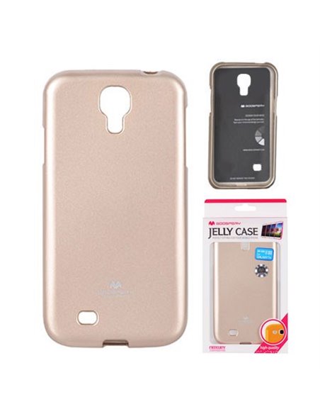 CUSTODIA GEL TPU SILICONE per SAMSUNG I9500 GALAXY S4, I9502, I9505 COLORE ORO LUCIDO CON GLITTER ALTA QUALITA' MERCURY BLISTER