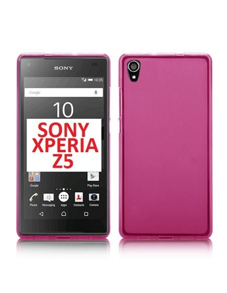 CUSTODIA GEL TPU SILICONE per SONY XPERIA Z5, XPERIA Z5 DUAL COLORE ROSA TRASPARENTE