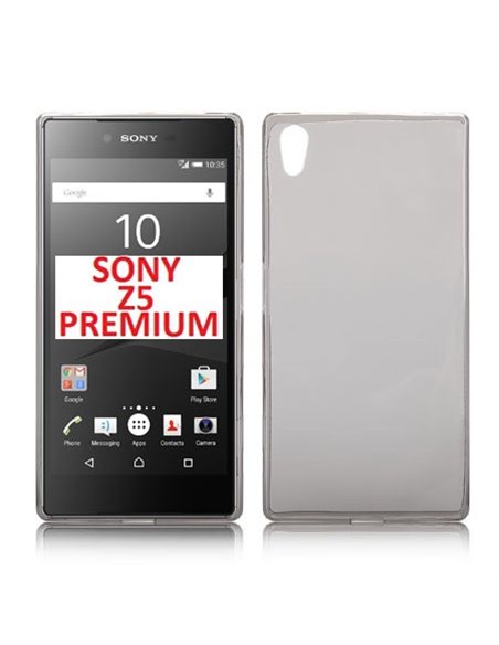 CUSTODIA GEL TPU SILICONE per SONY XPERIA Z5 PREMIUM, XPERIA Z5 PREMIUM DUAL COLORE NERO TRASPARENTE