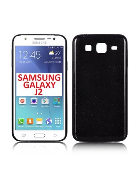 CUSTODIA GEL TPU SILICONE ULTRA SLIM 0,3mm per SAMSUNG SM-J200F GALAXY J2 COLORE NERO TRASPARENTE