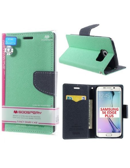 CUSTODIA FLIP ORIZZONTALE per SAMSUNG SM-G928 GALAXY S6 EDGE PLUS CON INTERNO IN TPU E STAND VERDE ACQUA FANCY MERCURY