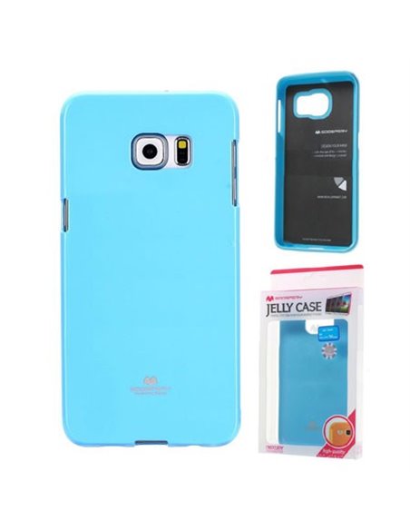 CUSTODIA GEL TPU SILICONE per SAMSUNG SM-G928 GALAXY S6 EDGE PLUS AZZURRO LUCIDO CON GLITTER ALTA QUALITA' MERCURY