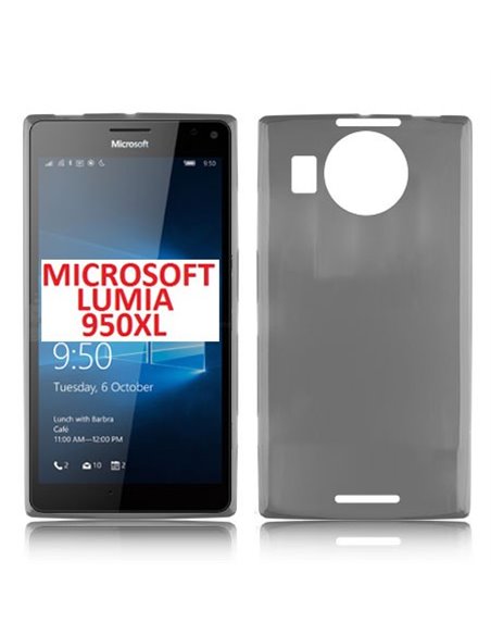 CUSTODIA GEL TPU SILICONE per MICROSOFT LUMIA 950 XL, LUMIA 950 XL DUAL COLORE NERO TRASPARENTE