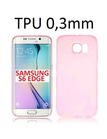 CUSTODIA GEL TPU SILICONE ULTRA SLIM 0,3mm per SAMSUNG SM-G925 GALAXY S6 EDGE COLORE ROSA TRASPARENTE