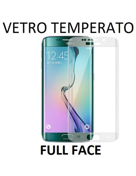 PELLICOLA VETRO TEMPERATO FULL FACE 0,33mm per SAMSUNG SM-G928 GALAXY S6 EDGE PLUS CON CORNICE TRASPARENTE BRILLANTINATA