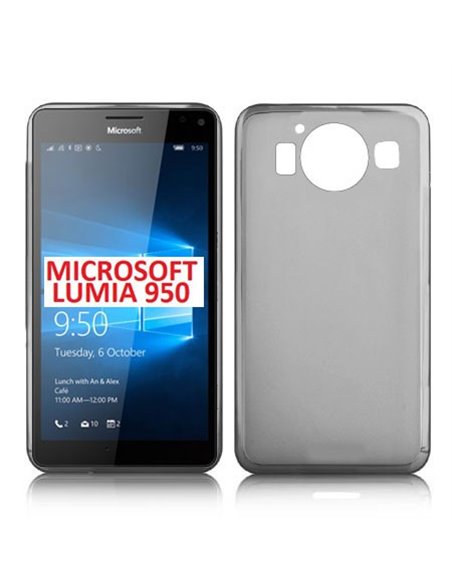 CUSTODIA GEL TPU SILICONE per MICROSOFT LUMIA 950, LUMIA 950 DUAL COLORE NERO TRASPARENTE