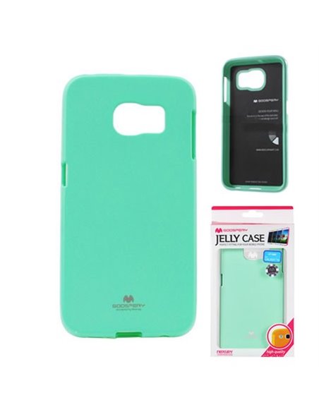 CUSTODIA GEL TPU SILICONE per SAMSUNG SM-G928 GALAXY S6 EDGE PLUS VERDE ACQUA LUCIDO CON GLITTER ALTA QUALITA' MERCURY