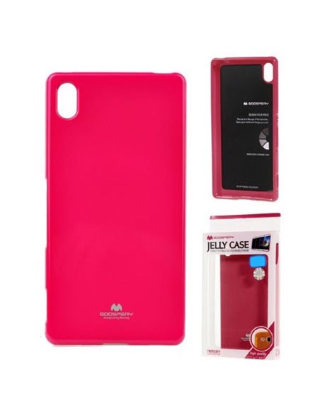 CUSTODIA GEL TPU SILICONE per SONY XPERIA Z5 PREMIUM E6853 COLORE FUCSIA LUCIDO CON GLITTER ALTA QUALITA' MERCURY BLISTER